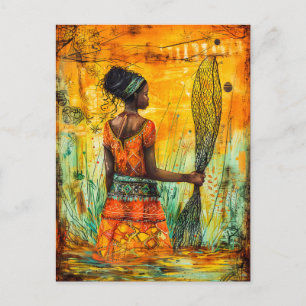 African Fisherwoman with Net Postcard
