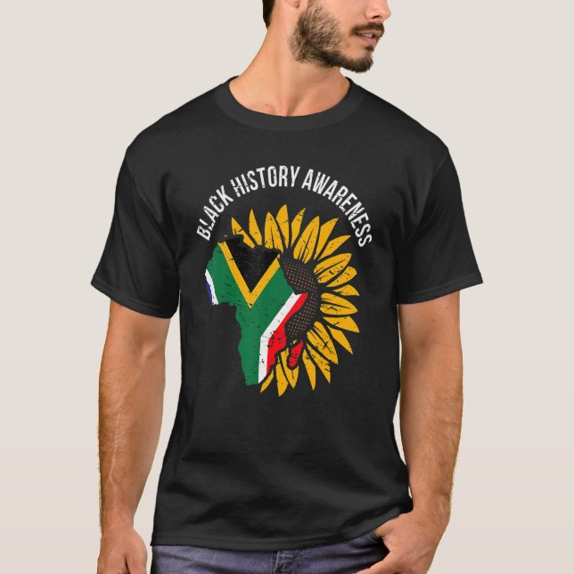 African Flag Flower Cool Black History Awareness M T-Shirt (Front)