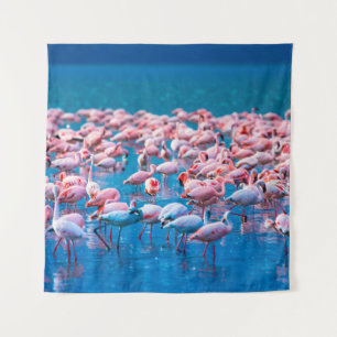 African flamingos. Group of flamingos stand in the Tapestry