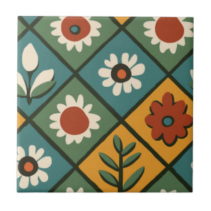 African Floral Tile Art