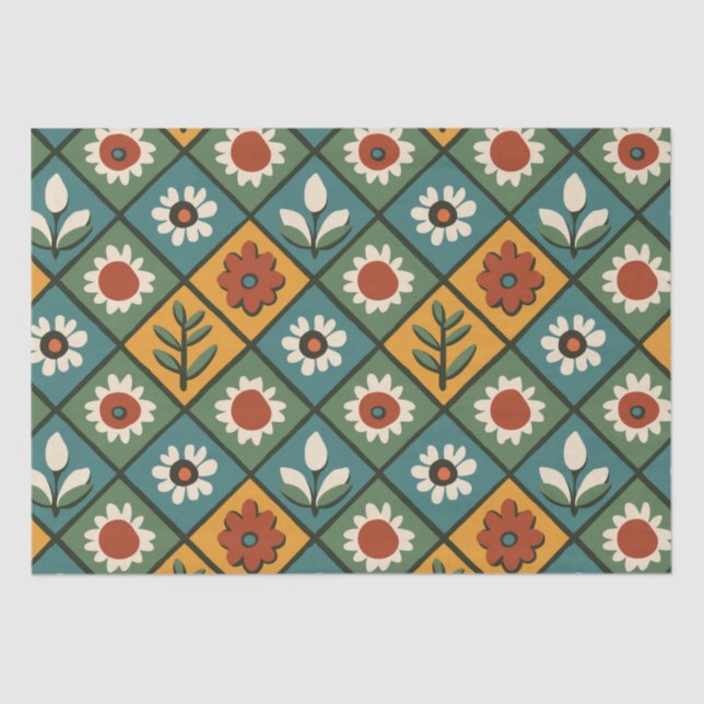 African Floral Tile Art Tissue Paper (Front)