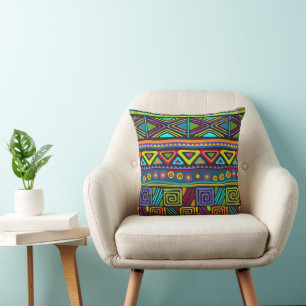 African Folk Art - Seamless Shapes Pattern 2 Cushion
