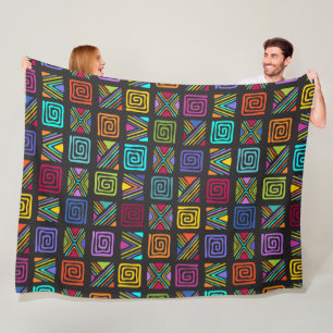 African Folk Art - Seamless Shapes Pattern 3 Fleece Blanket