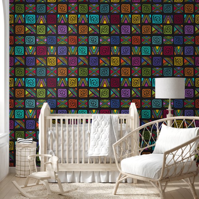 African Folk Art - Seamless Shapes Pattern 3 Wallpaper (Kids)