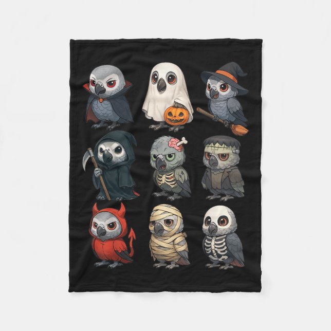 African G Parrot Bird Witch Zombie Halloween Costu Fleece Blanket (Front)