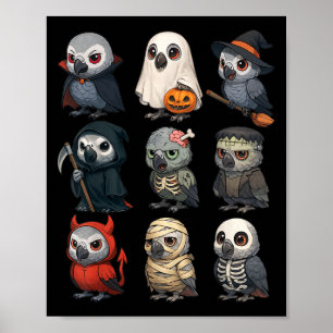 African G Parrot Bird Witch Zombie Halloween Costu Poster