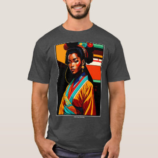 African Geisha in Traditional Japanese Kimono T-Shirt