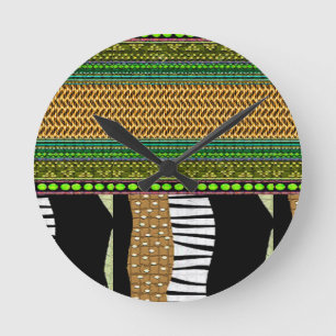 African Geometric Heritage Round Clock