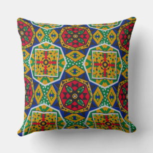 African Geometric Mosaic Ankole Style Textile Prin Cushion