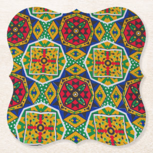 African Geometric Mosaic Ankole Style Textile Prin Paper Coaster