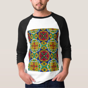 African Geometric Mosaic Ankole Style Textile Prin T-Shirt