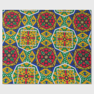 African Geometric Mosaic Ankole Style Textile Prin Wrapping Paper