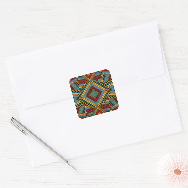 African Geometric Motif Square Sticker (Creator Uploaded)