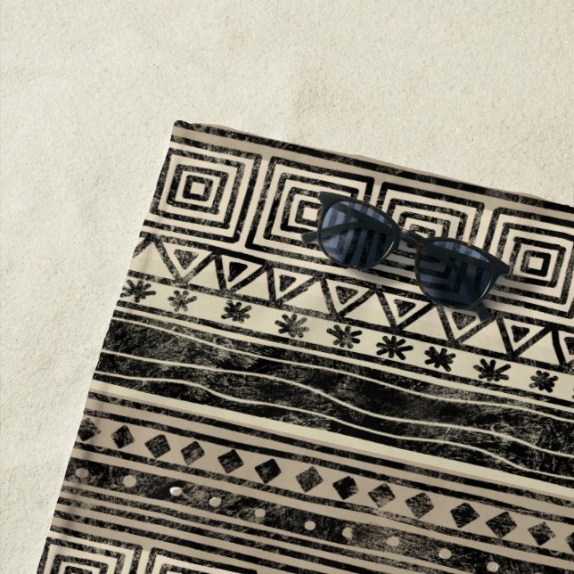 African Geometric Pattern Beach Towel (In Situ)