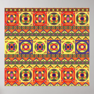 African Geometric Shapes Vintage Poster