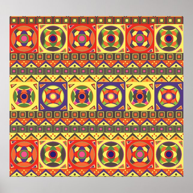 African Geometric Shapes Vintage Poster (Front)