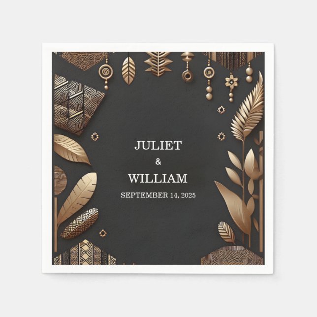 African Ghana Brown Traditional Nigeria Wedding Napkin (Front)