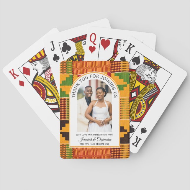 African Ghana Kente WEDDING Guest Favor Gift Playing Cards (Back)