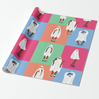 african ghost halloween colorblock ghouls funny wrapping paper