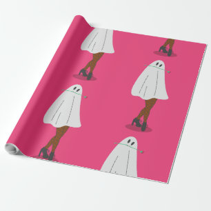 african ghost halloween fishnet stockings legs wrapping paper