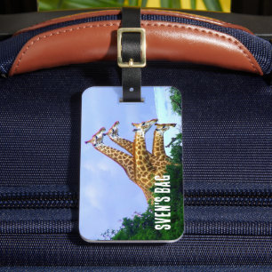 African Giraffe 4 Heads Luggage Tag