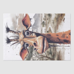 African Giraffe Caricature Funny Safari Tissue Paper