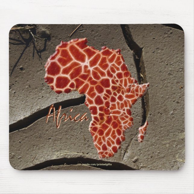 African Giraffe Map of AFRICA on Mud Texture Mouse Pad (Front)