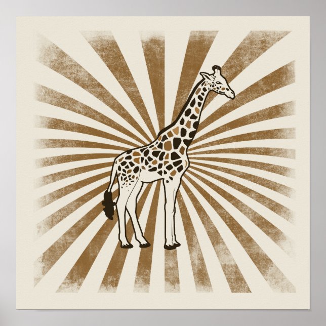 African Giraffe Original Art Poster (Front)