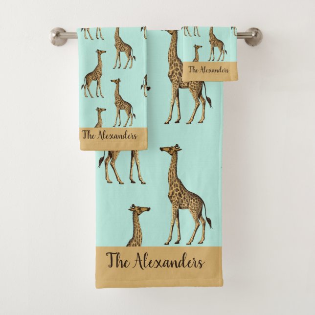African Giraffes  Bath Towel Set (Insitu)