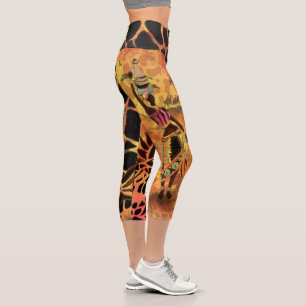 African Girl and Giraffe Capri Leggings