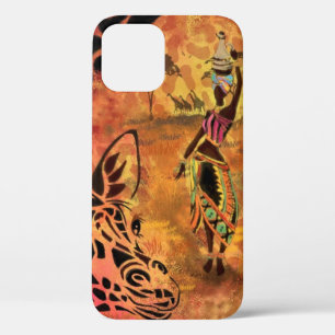 African Girl and Giraffe - Friends - Art Drawing - iPhone 12 Pro Case
