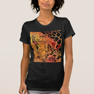 African Girl and Giraffe - Friends - Art Drawing  T-Shirt