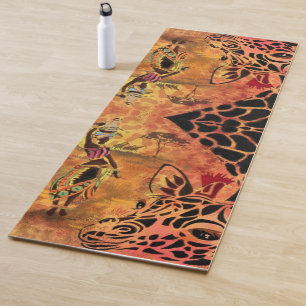 African Girl and Giraffe - Friends - Art Drawing  Yoga Mat