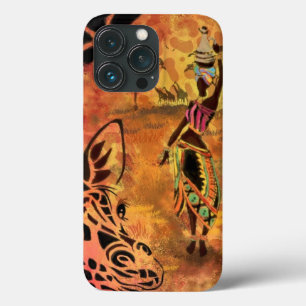 African Girl and Giraffe iPhone Case
