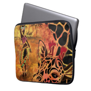 African Girl and Giraffe Laptop Sleeve Gift