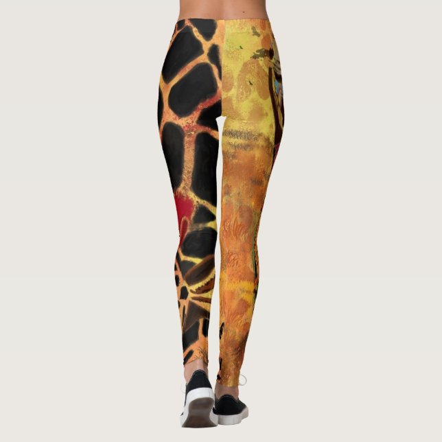 African Girl and Giraffe Leggings (Back)