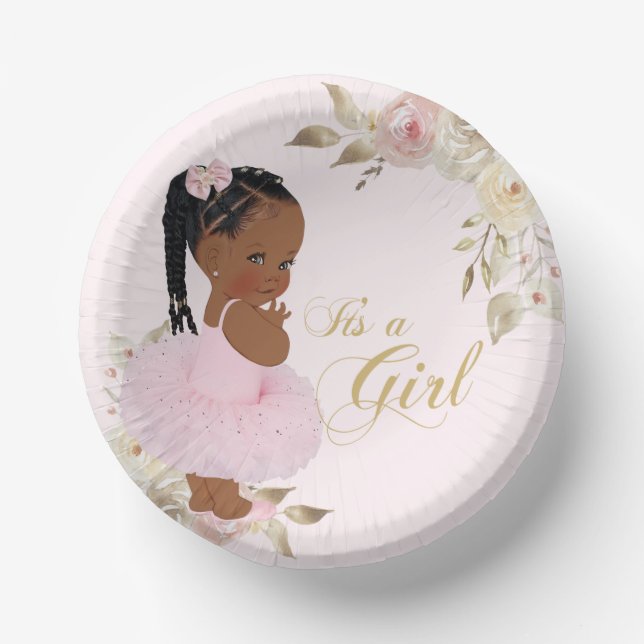 African Girl Baby Shower Paper Plate (Front)