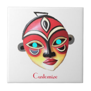 African Girl Face Mask Thunder_Cove  Ceramic Tile