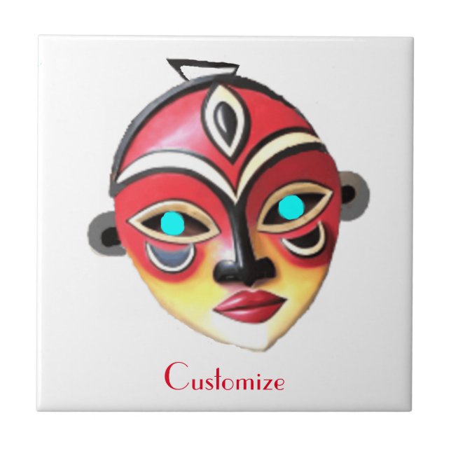 African Girl Face Mask Thunder_Cove  Ceramic Tile (Front)