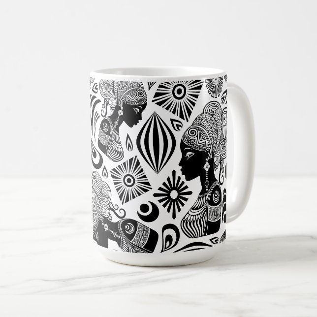 African Girl Portrait Tribal Tattoo Coffee Mug (Front Right)