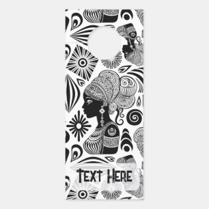 African Girl Portrait Tribal Tattoo Door Hanger