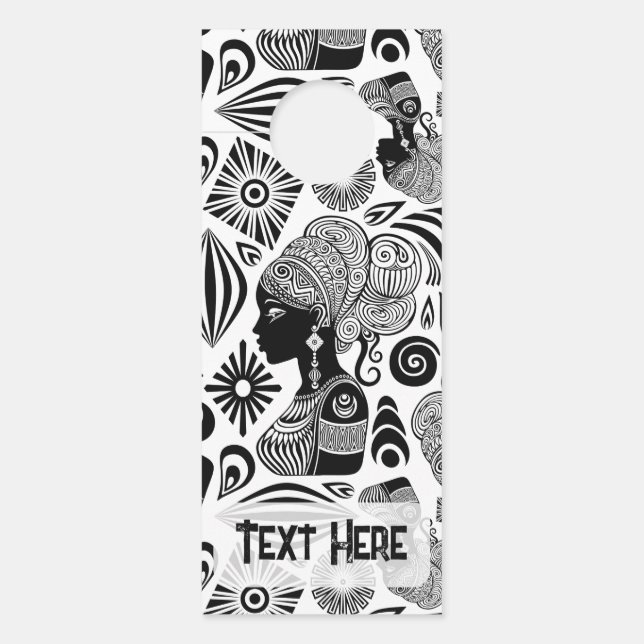 African Girl Portrait Tribal Tattoo Door Hanger (Front)