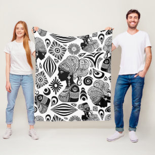 African Girl Portrait Tribal Tattoo Fleece Blanket