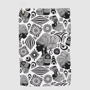 African Girl Portrait Tribal Tattoo Golf Towel