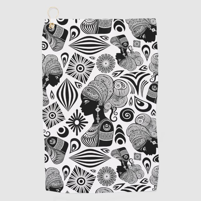 African Girl Portrait Tribal Tattoo Golf Towel (Front)