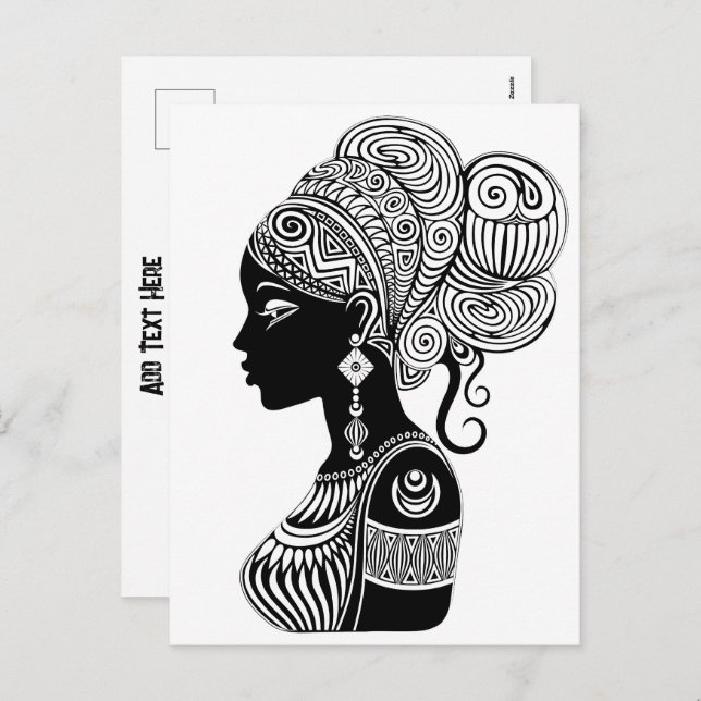 African Girl Portrait Tribal Tattoo Holiday Postcard (Front/Back)