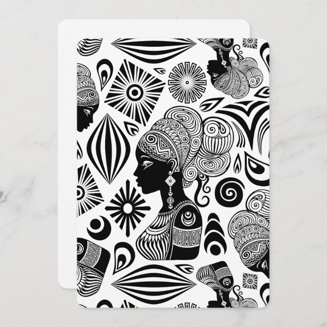 African Girl Portrait Tribal Tattoo Invitation (Front/Back)