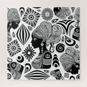 African Girl Portrait Tribal Tattoo Jigsaw Puzzle