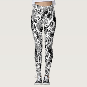 African Girl Portrait Tribal Tattoo Leggings