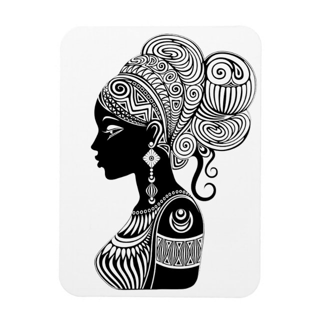 African Girl Portrait Tribal Tattoo Magnet (Vertical)